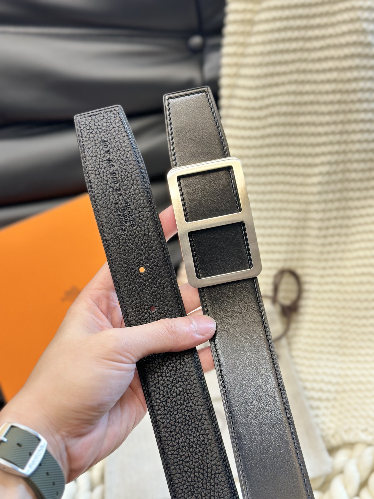 Hermès Men's Double-Faced Cowhide Belt