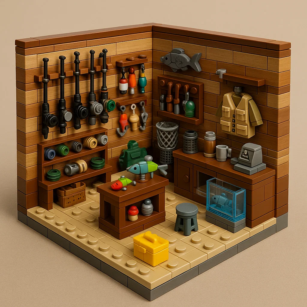 Fishing tackle shop building block set
