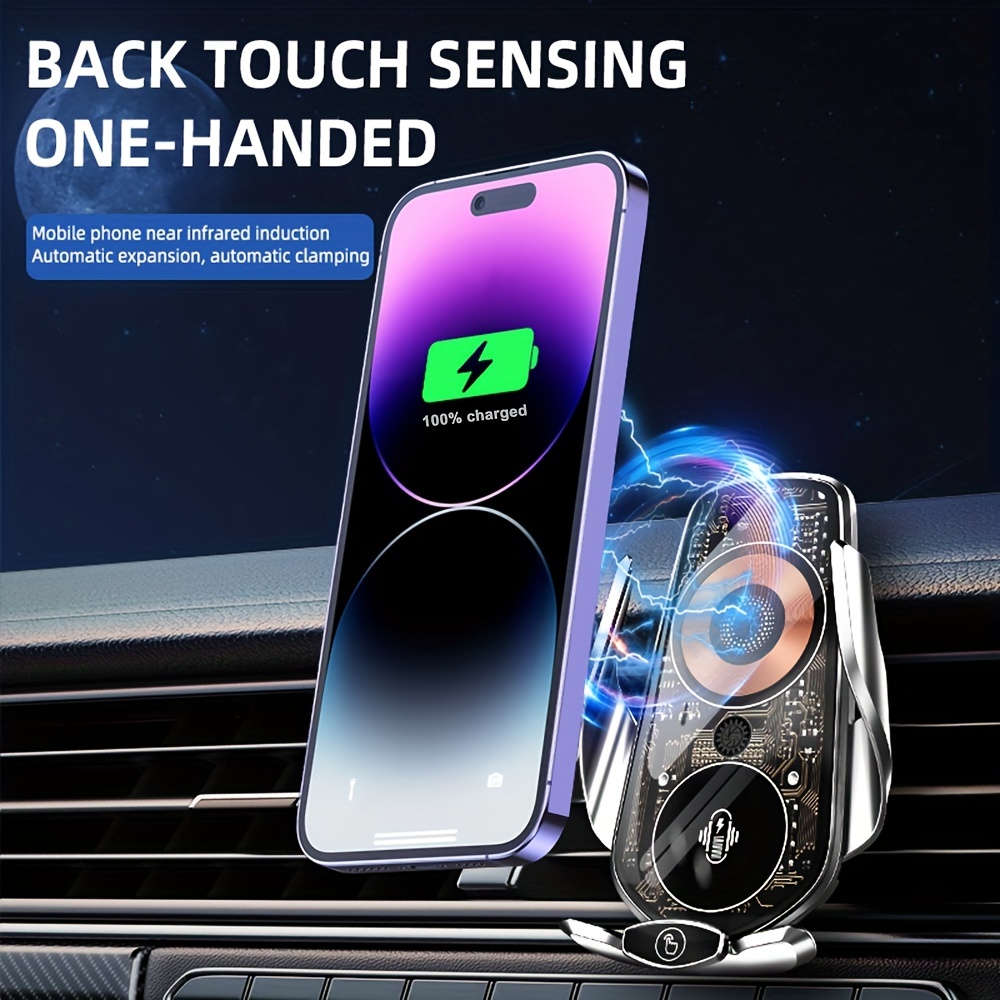 Q7 Infrared Sensor Car Wireless Charger Magnetic Suction Vehicle-mounted Charger Mobile Phone Automatic Clamping Fast Charging Phone Holder 360 Degree Bracket 15W AirVent Wireless Fast Charger Travel Comfortable For Iphone Samsung 4.7-7in Smartphones