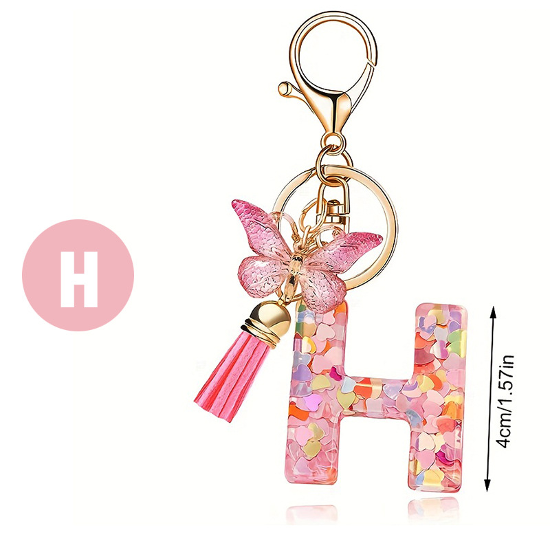 ✨✨Heart sequin butterfly letter tassel keychain(Choose your own name keychain)
