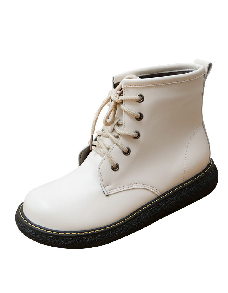 Handmade Leather Platform Retro Boots for Women