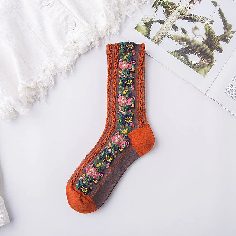 🔥Last Day 20% OFF🔥Vintage Embroidered Floral Socks