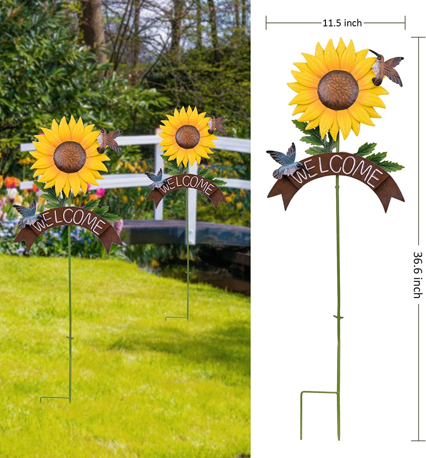 Metal sunflower Garden Stakes/Welcome Door Sign