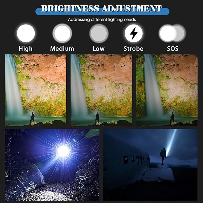 🔦💥1000000 High Lumen Electric Tactical Flashlight -5 Modes🔥 (Flash Sale - 50% Off)