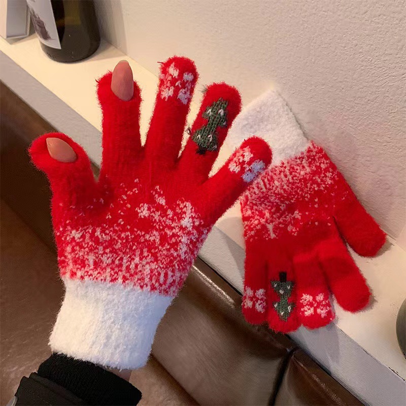 Warm and cold five-finger gloves touch screen outdoor riding