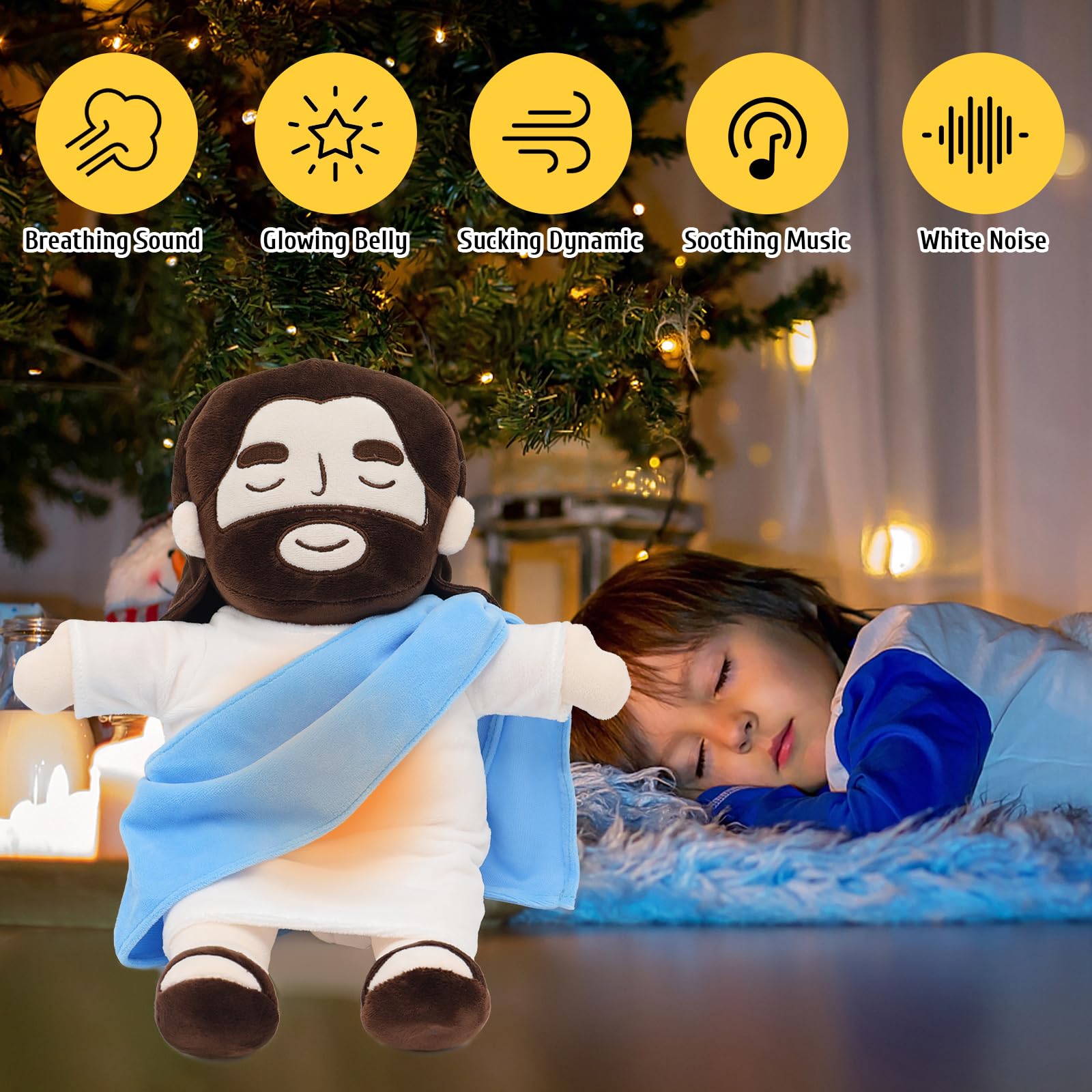 💖Heart of Jesus Toy Savior Doll  - 🤗Soothing Jesus Plush Toys with Light🕊️