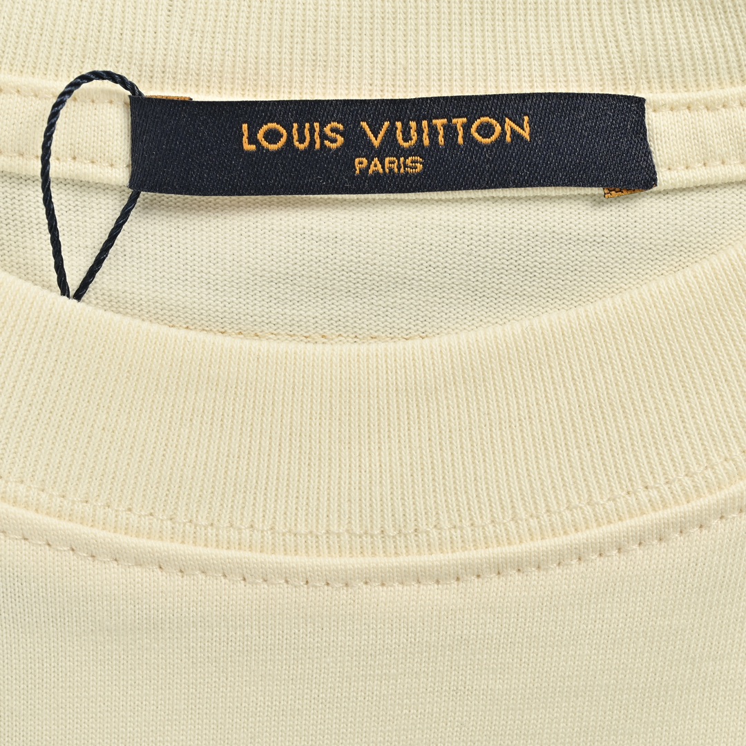 Louis Vuitton 24ss small blue flower embroidered letter short sleeve