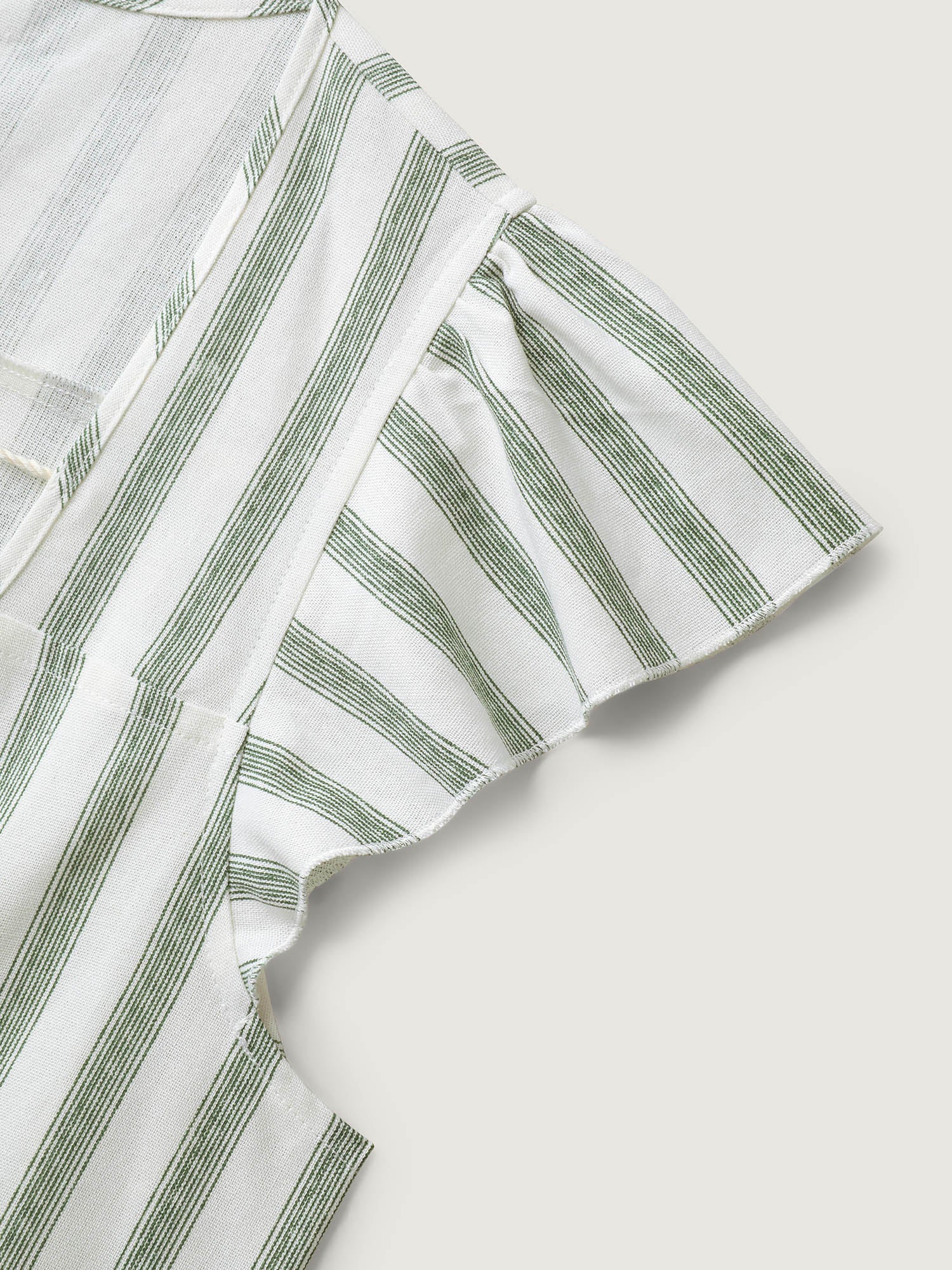 Classic Stripes Square Neck Tassels Blouse