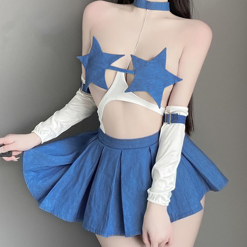 Sexy Star Tube Open-crotch Jumpsuit Skirt Lingerie
