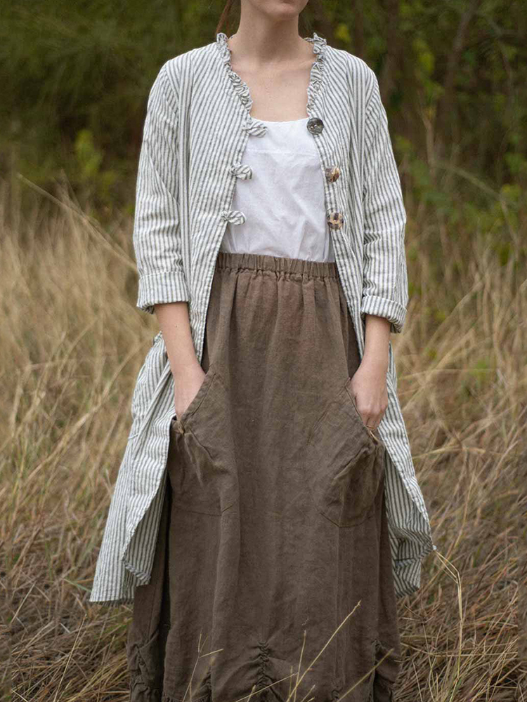 Vintage Stripes Stringy Selvedge Long Coat