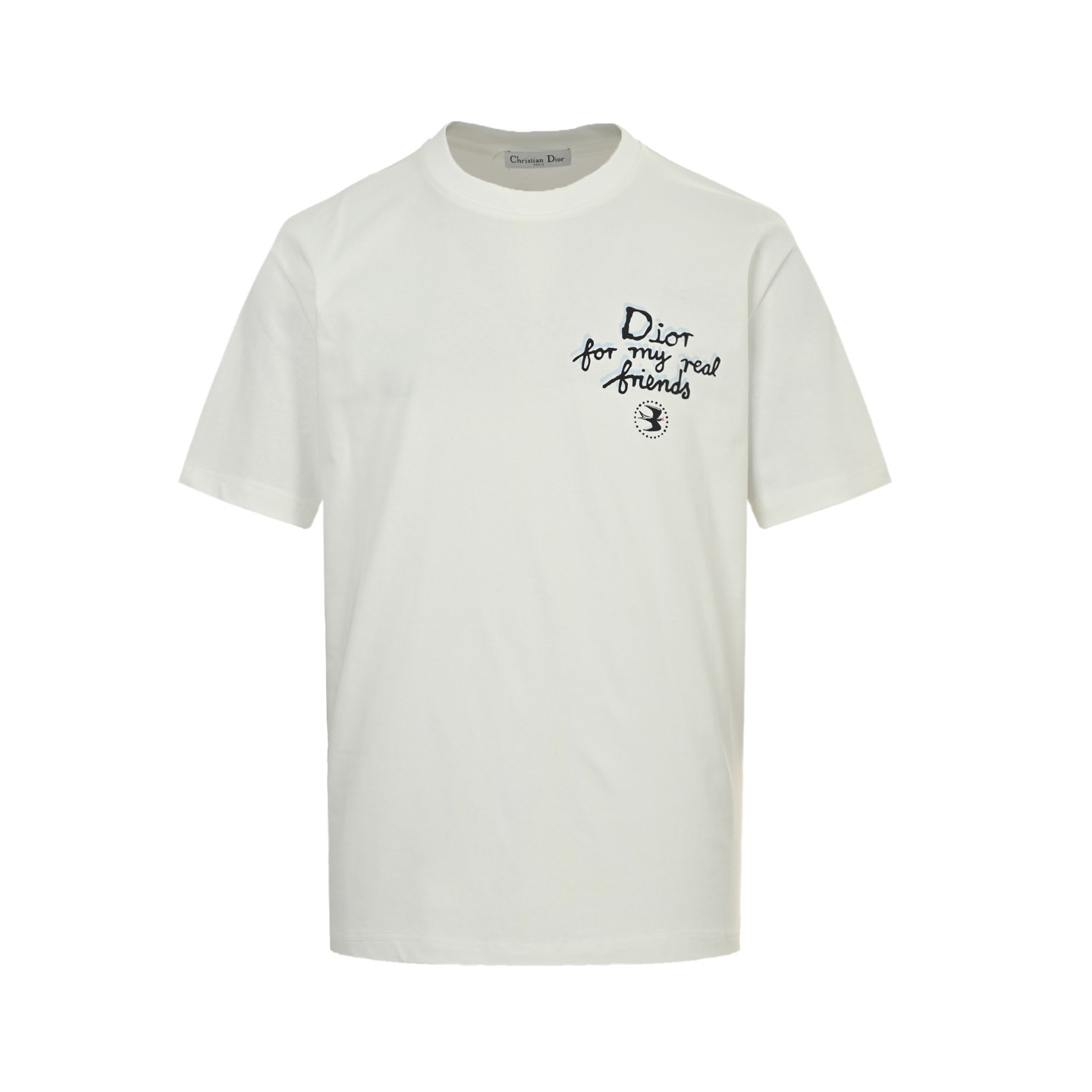 Dior 25ss front and back lettering foam print short sleeves