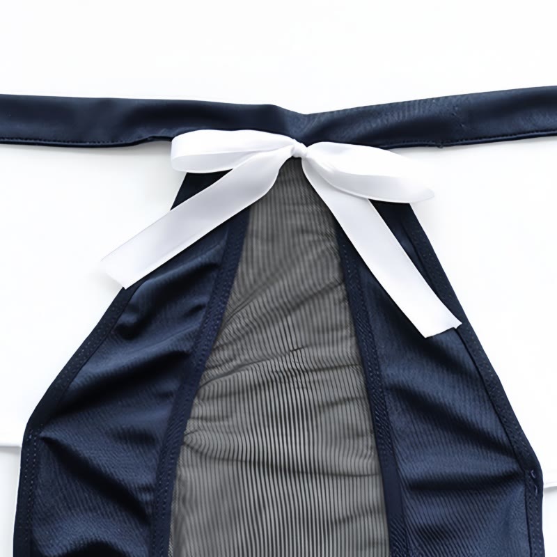 See-through Lace-up Backless Jumpsuit Lingerie