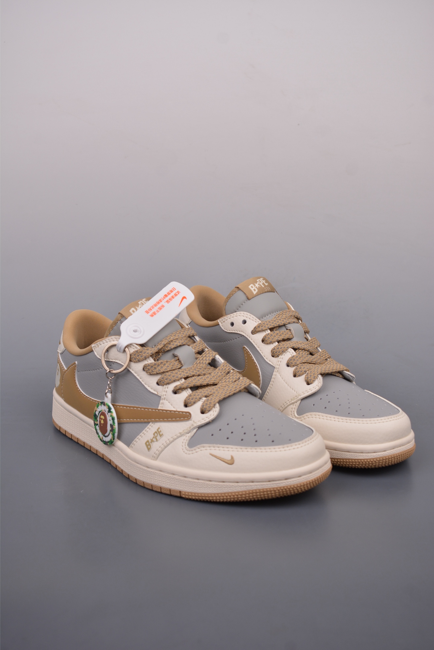 BAPE x Travis Scott x Nike Air Jordan 1 Low OG SP Beige Gray Brown BB6511-623