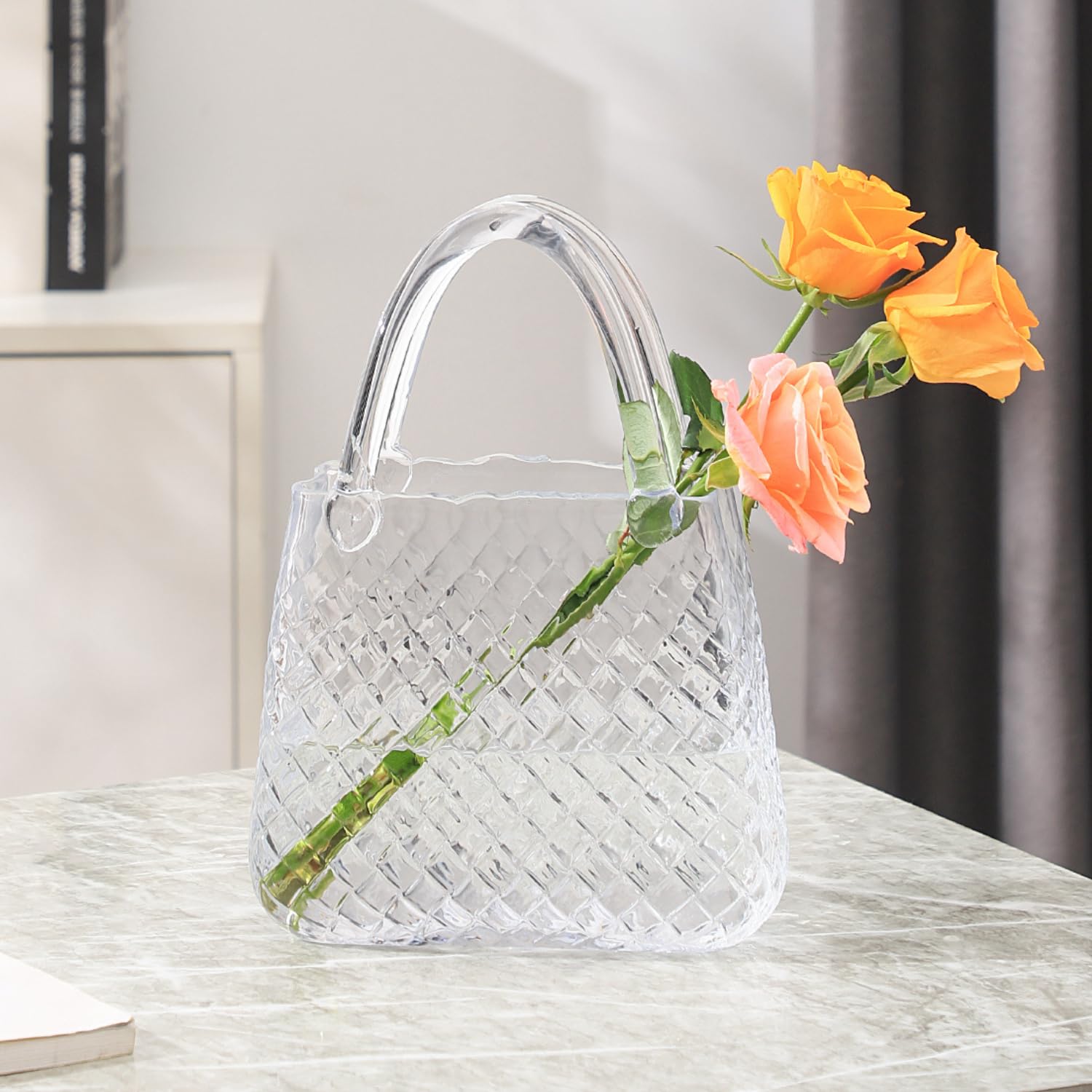 Aesthetic Vase for Flowers, Decorative Vase with Embossed Pattern for Wedding, Living Room, Bedroom, Table, Office