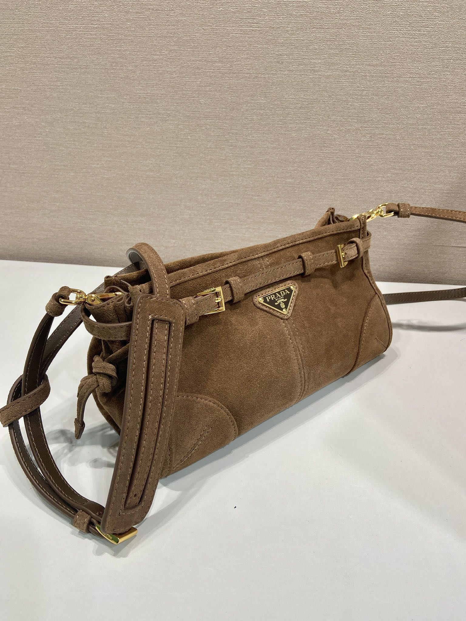 Prada LusSolf Suede Crossbody Bag 1BA215