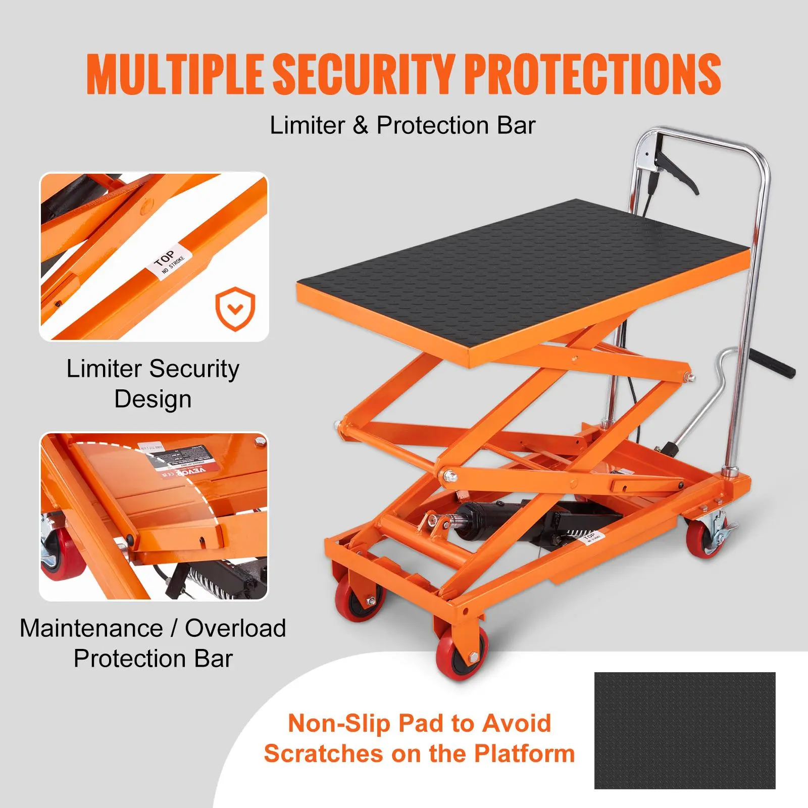 Hydraulic Lift Table Cart 330lbs Capacity 50