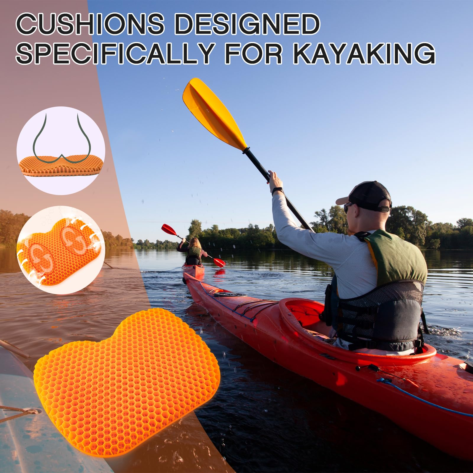 Orange Anti Slip Kayak Seat Cushion