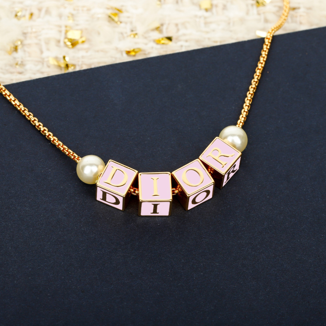 Dior Pink Square Necklace