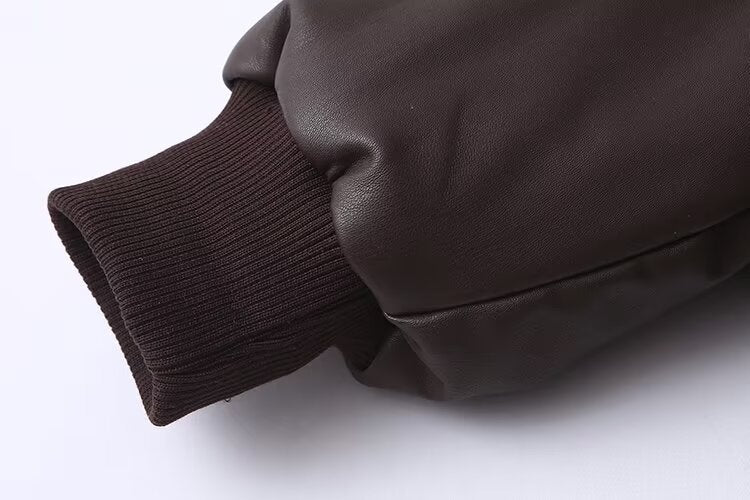 Leather Coat Women Autumn Winter Minimalist Locomotive Trendy Wide Shoulder High End Jacket Jacket
