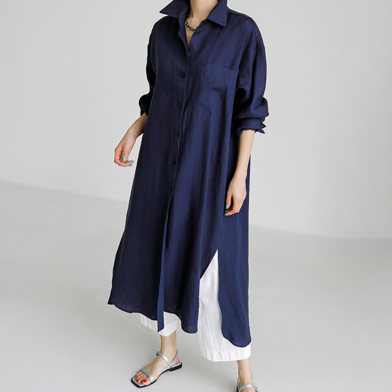Solid Color Button Down Comfy Maxi Dress
