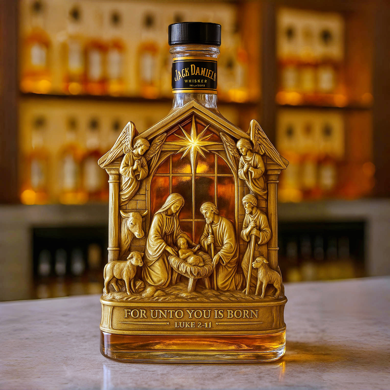 Nativity Scene Whiskey Bottle