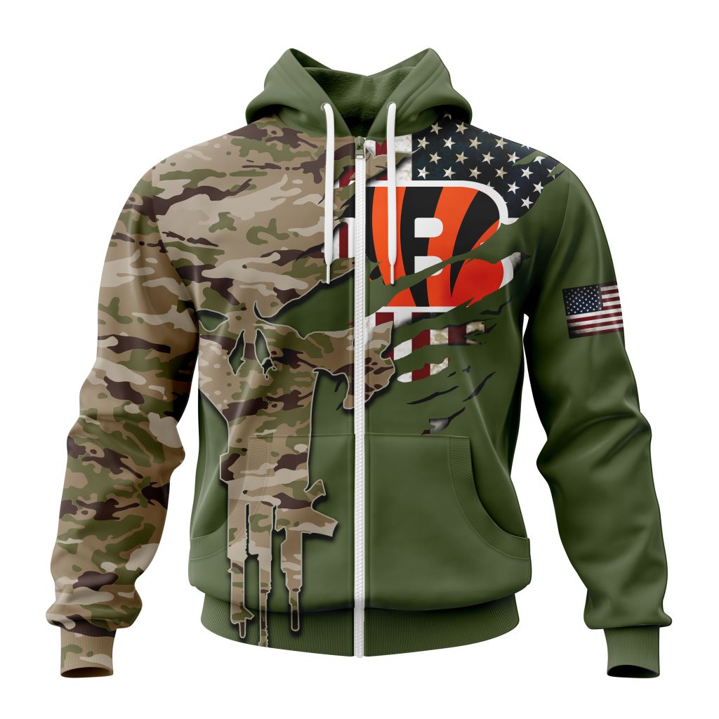CINCINNATI BENGALS 3D HOODIE VETERANS DAY