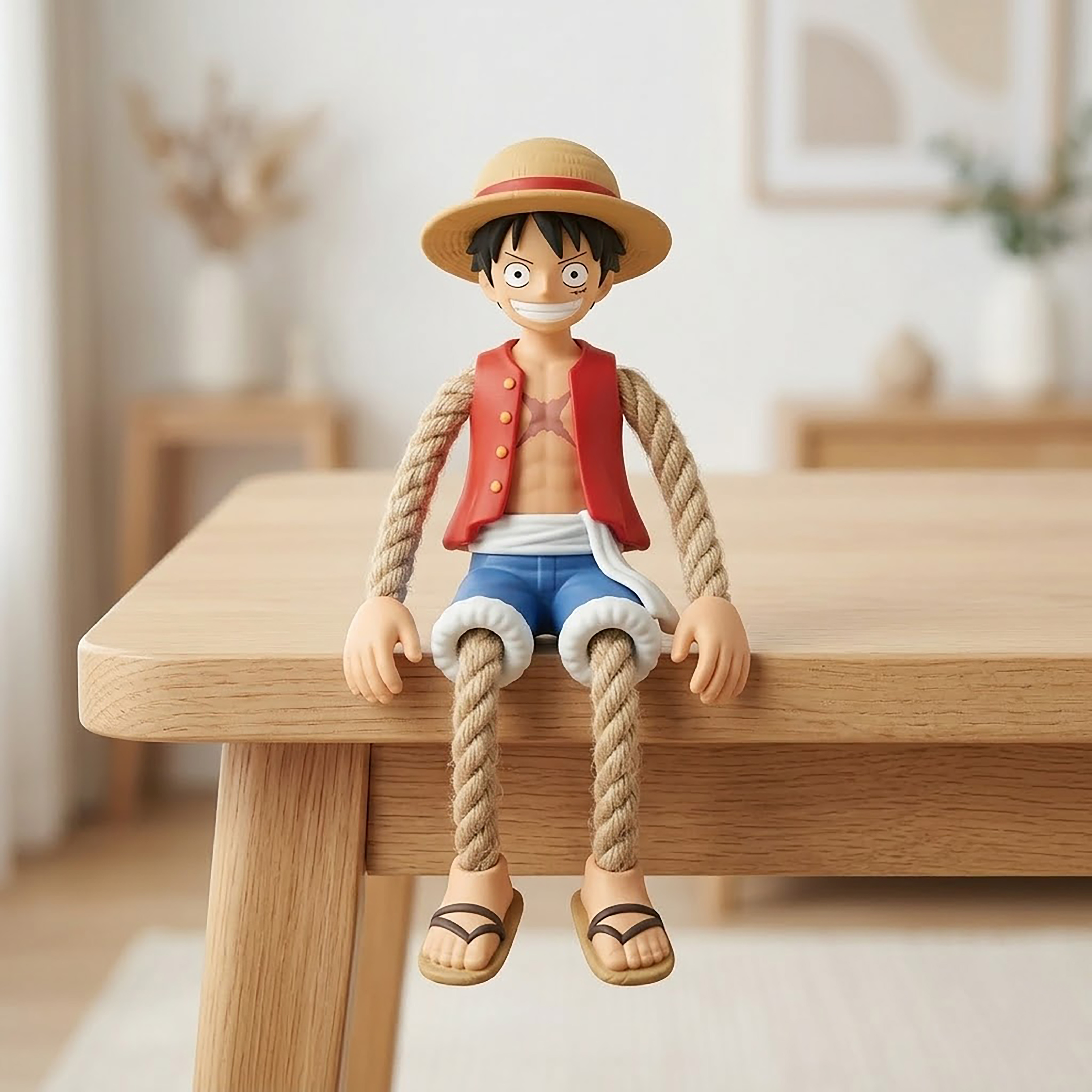 One Piece Monkey D. Luffy Rope Action Figure | Classic Straw Hat Collectible Figurine