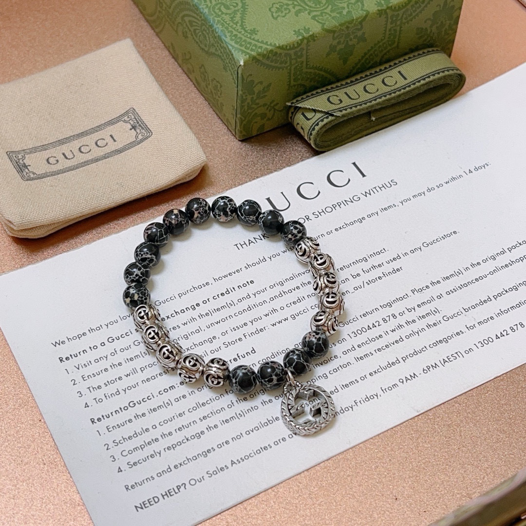 Gucci Crystal Stone Distressed Bracelet