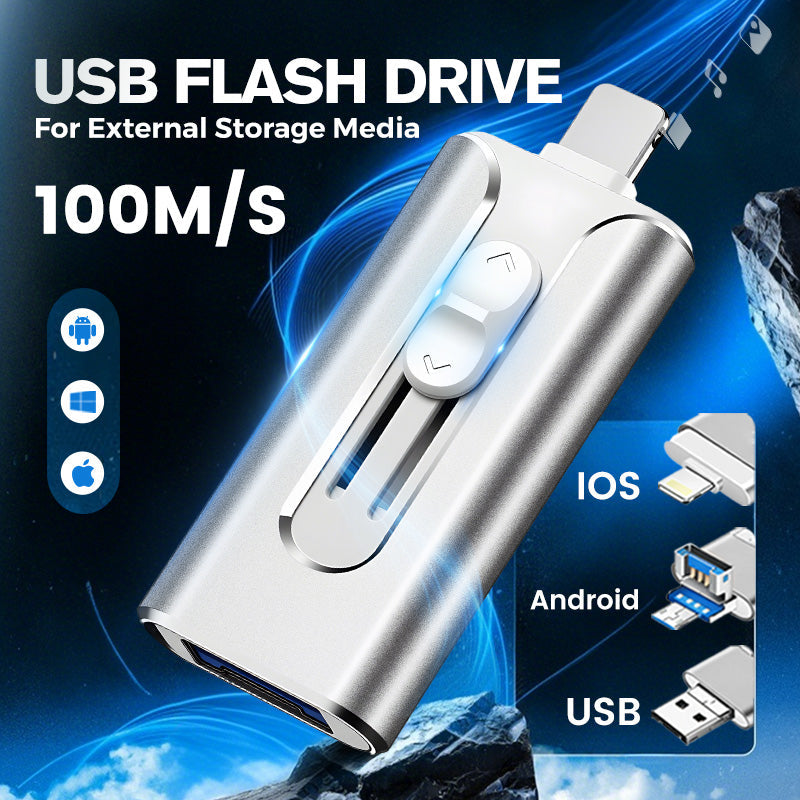 16GB~1TB Micro USB + MFi Certified Lightning + 8 Pin + USB 3.0 ⚡4 in1 Flash Drive for iPhone/iPad/Android/PC⚡