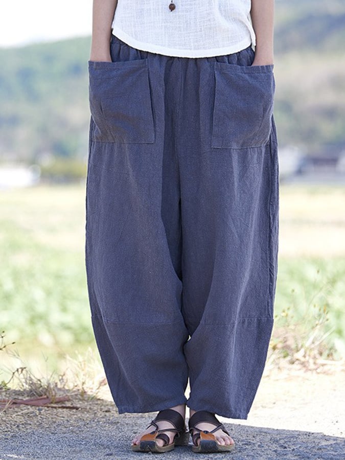 Women's Cotton Linen Casual Loose Trousers