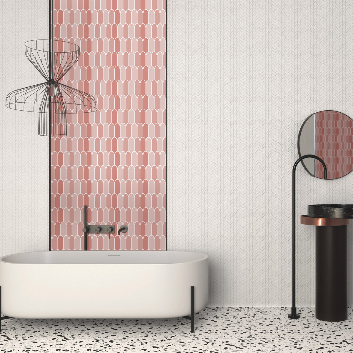 Pink Fish Scale Peel and Stick Backsplash Tile - Thicker Design