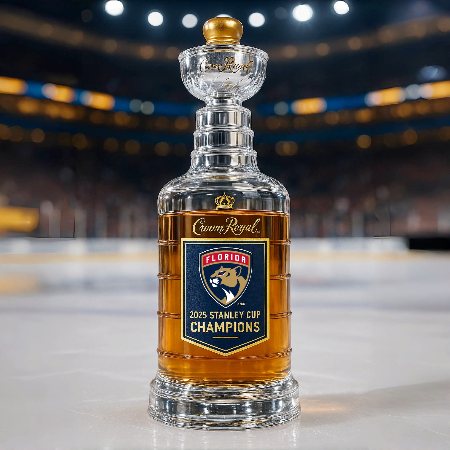 Florida Panthers 2025 Stanley Cup Champions Whiskey Bottle