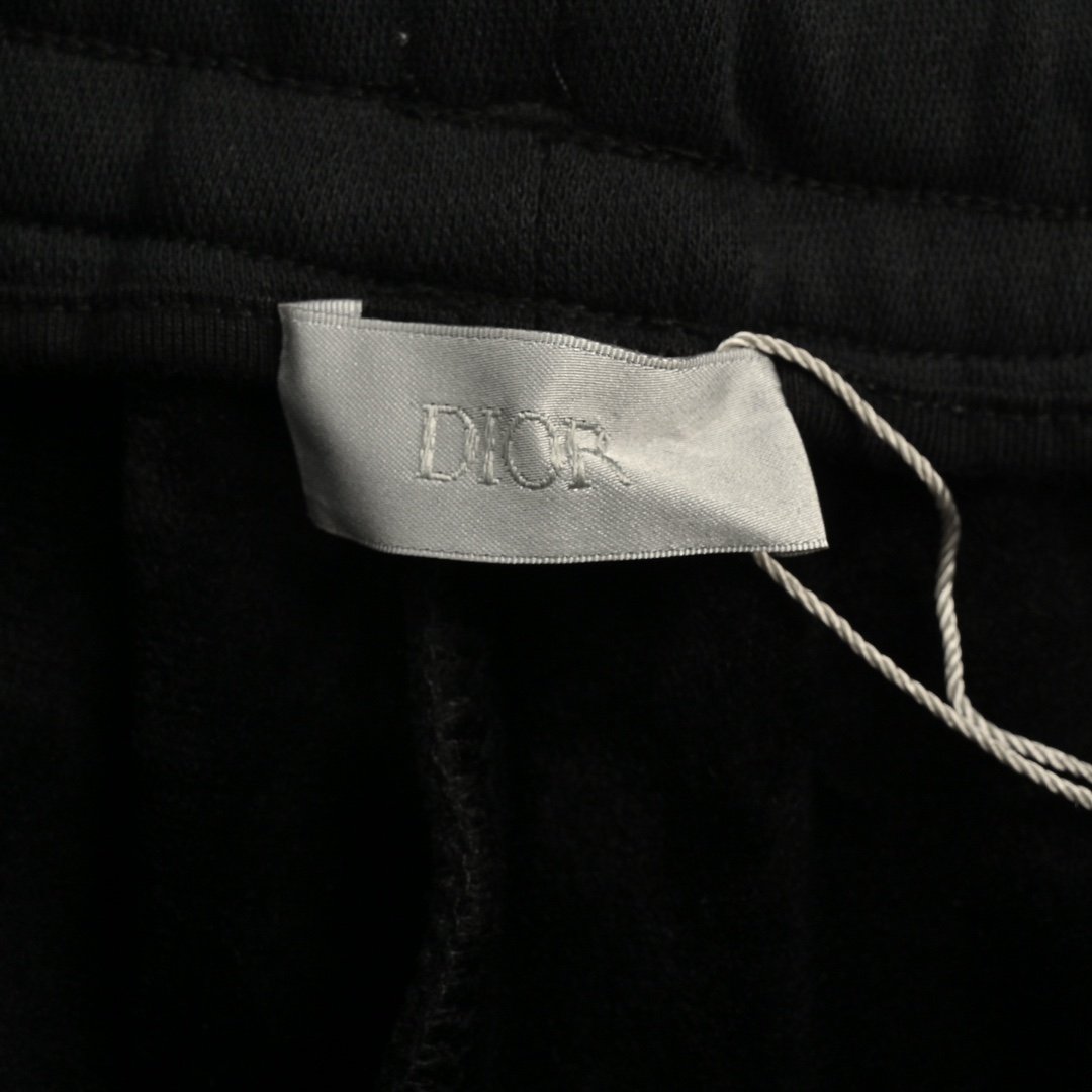 Dior 24Fw embroidered logo back pocket leather patch trousers