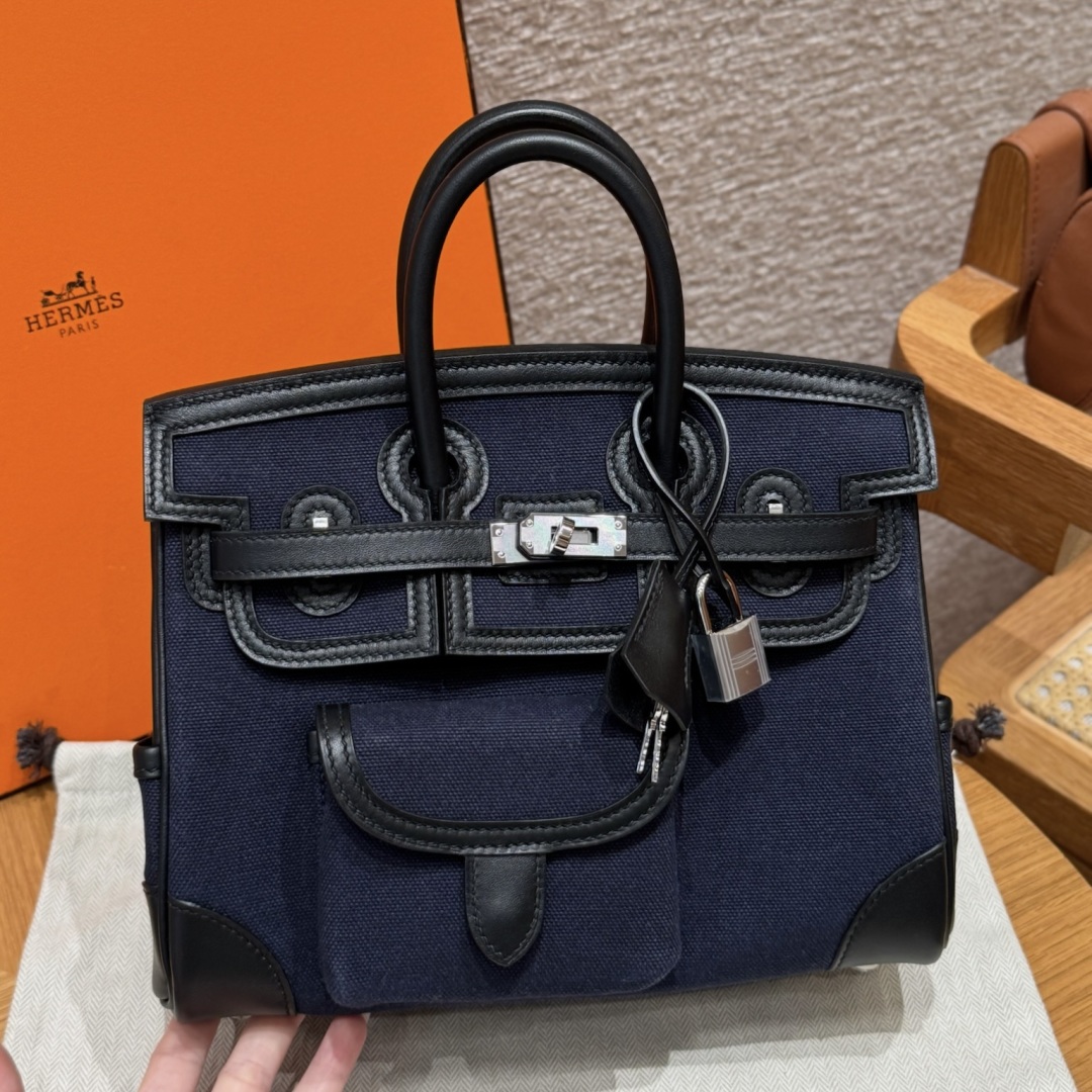 Hermes Birkin cargo 7UBlue navy89noir handbag (handmade to order)