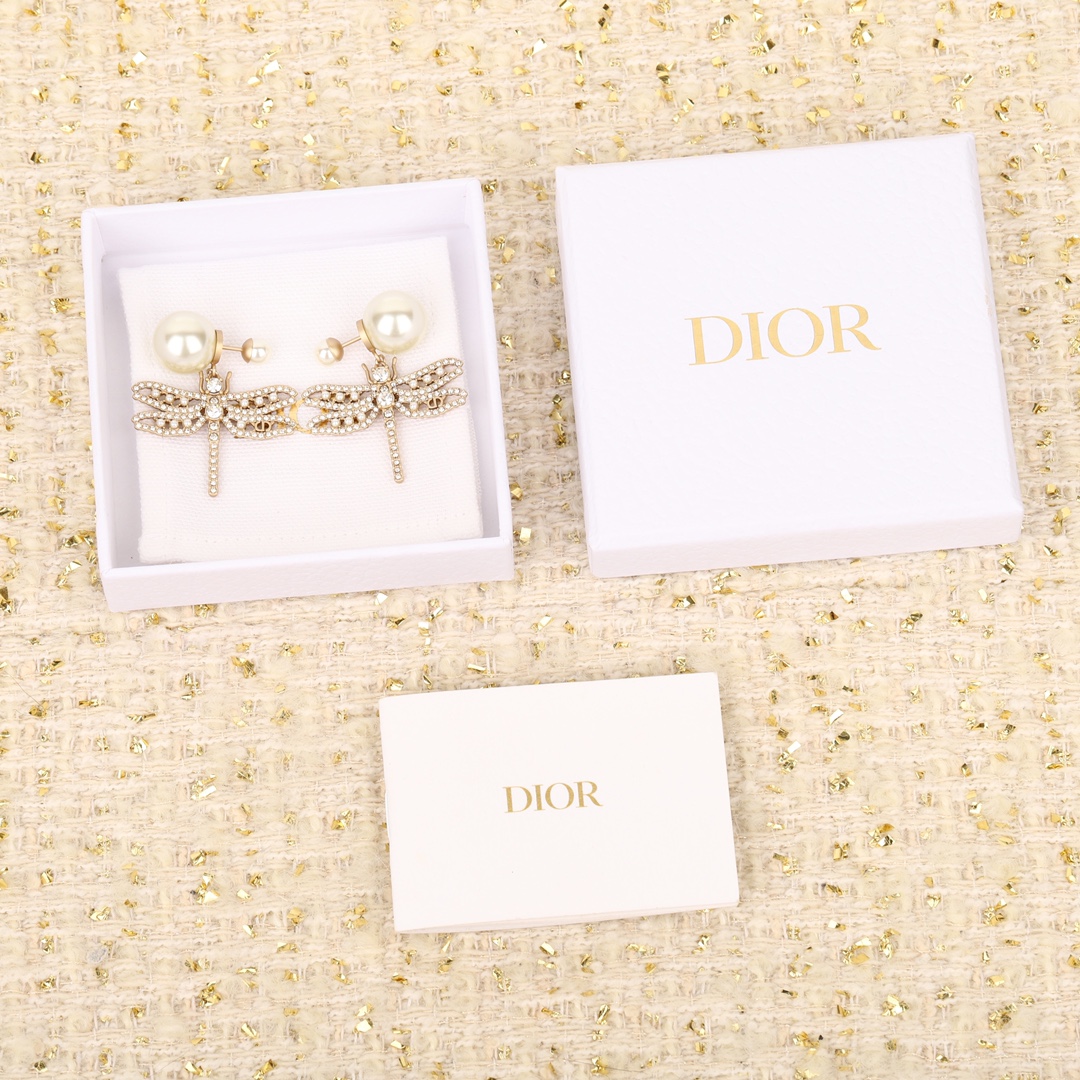 Dior Dragonfly Pearl Earrings