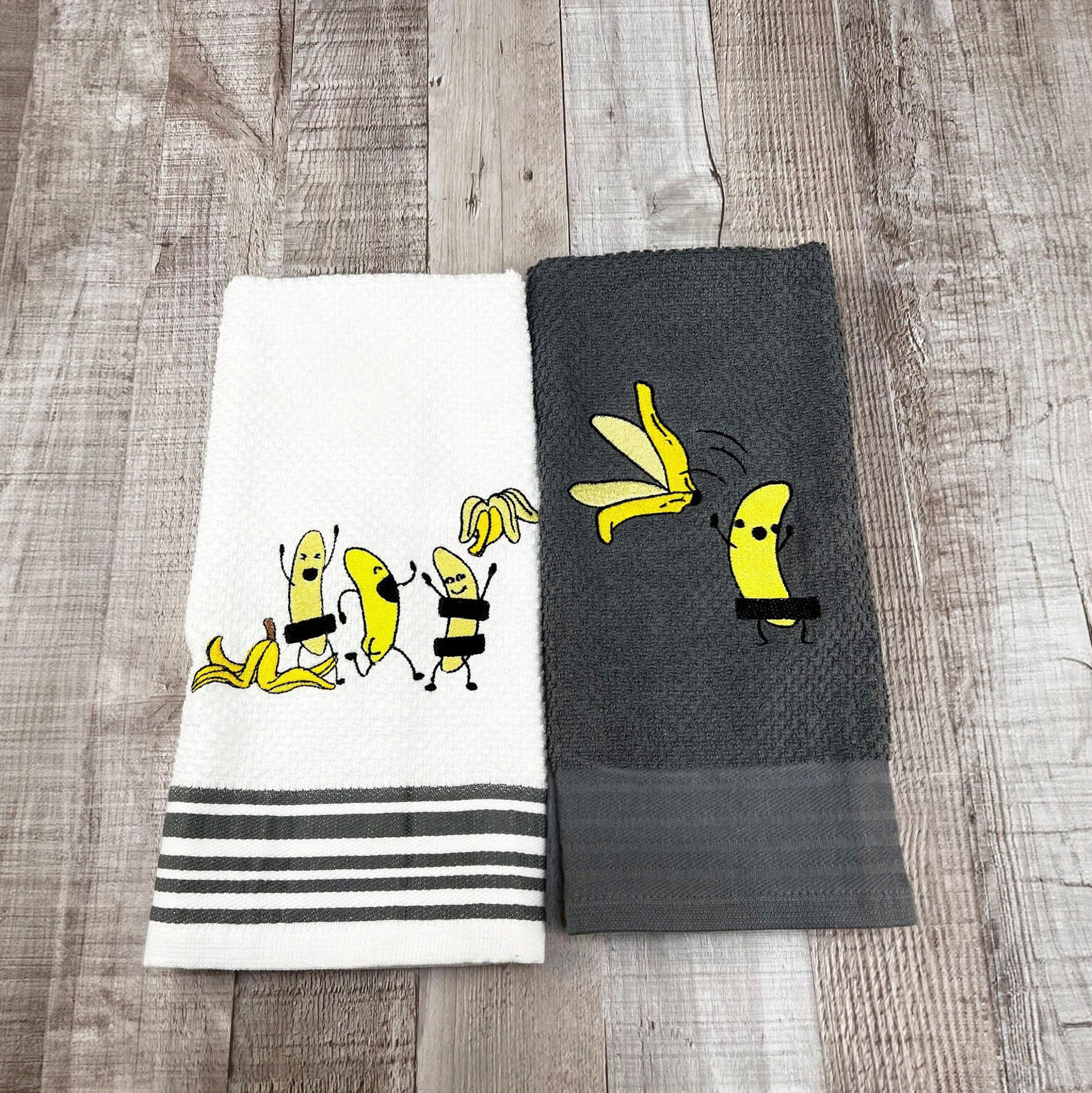 Streaking Bananas Kitchen Towel | Humorous Dish Towels