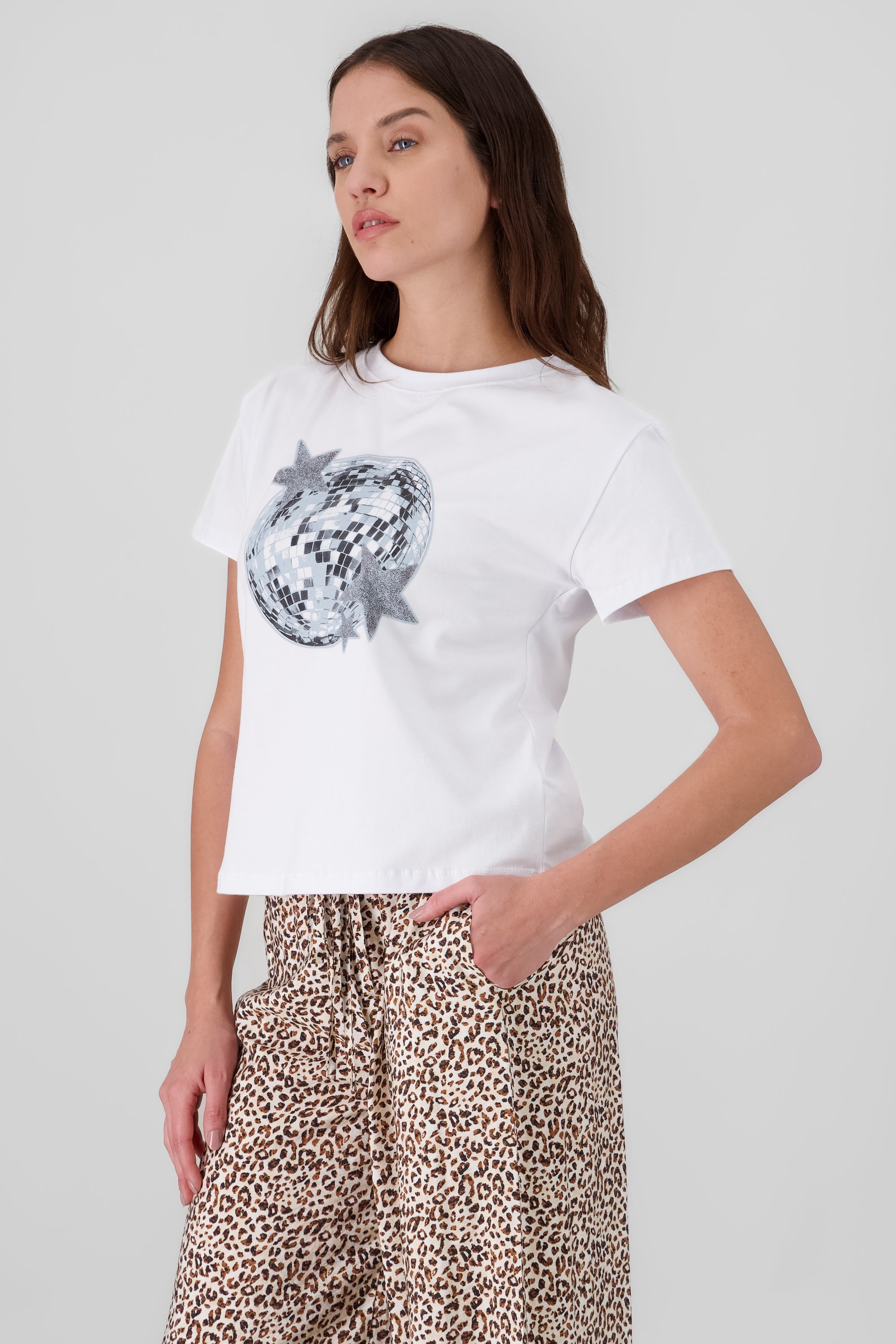 Disco Ball Print Short Sleeve T Shirt