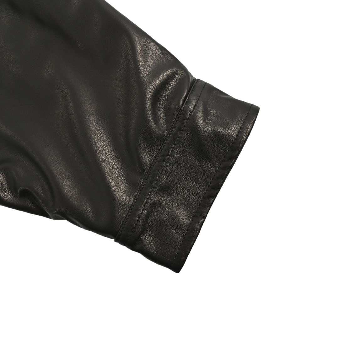 Balenciaga 24Fw parka zip-up hooded leather jacket