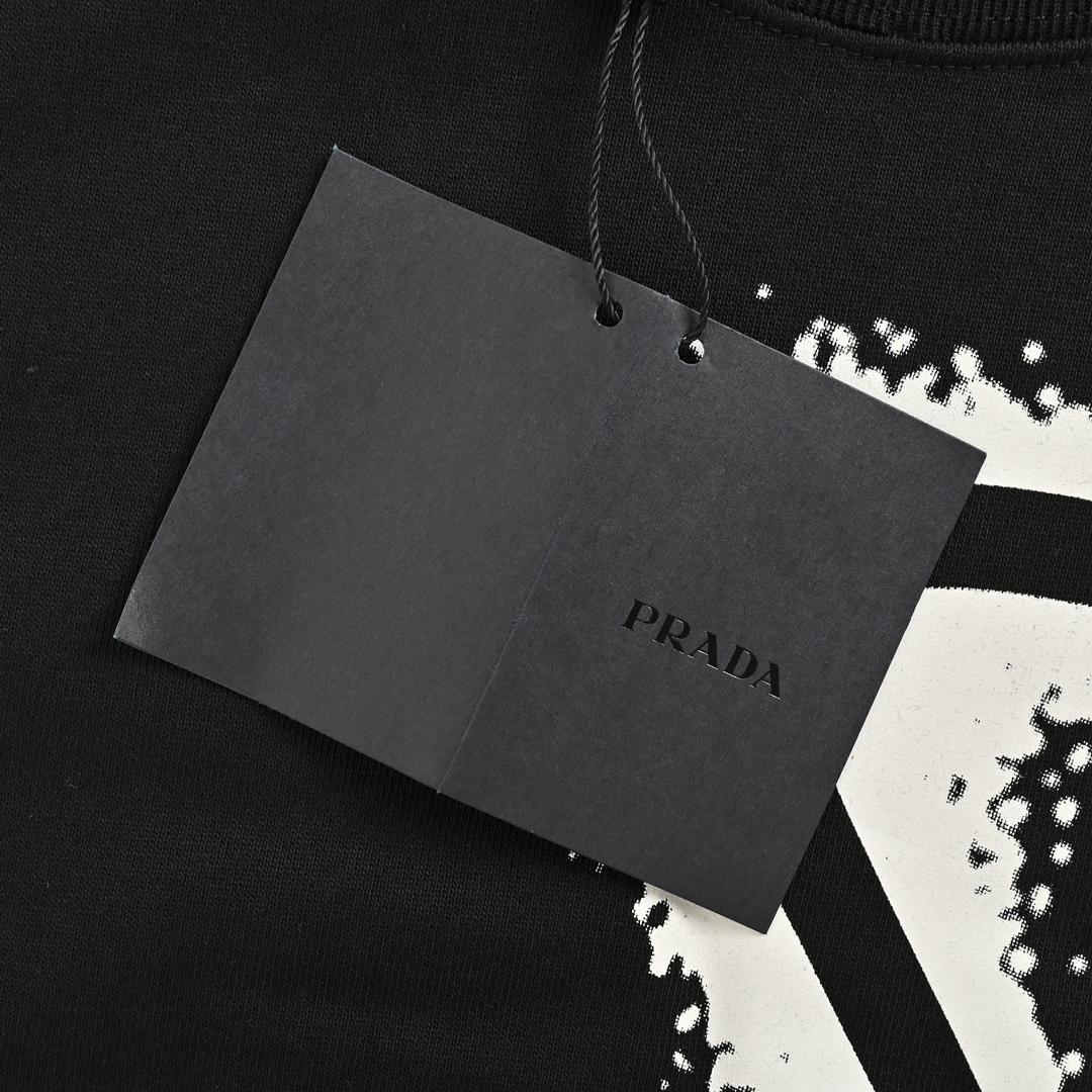 Prada 24Fw ink-splashed triangle logo print crewneck sweatshirt