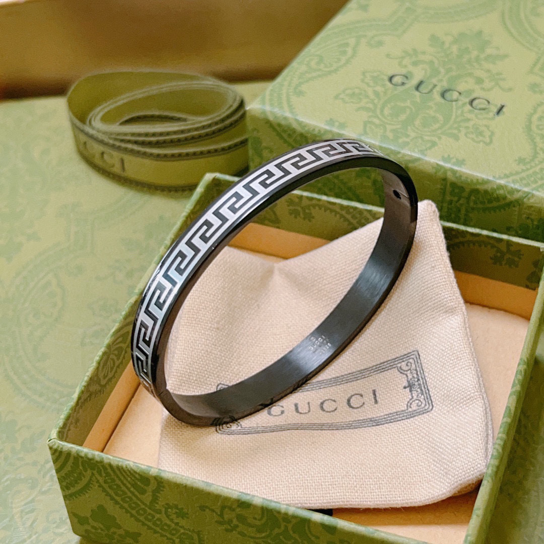 Gucci Silver Flute Black Bracelet