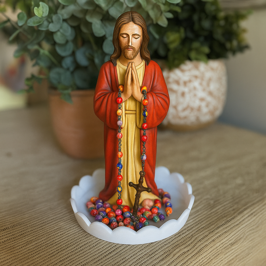 Jesus Praying Rosary Holder