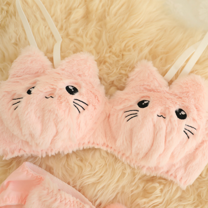 Kitty Ears Cartoon Plush Lingerie Set