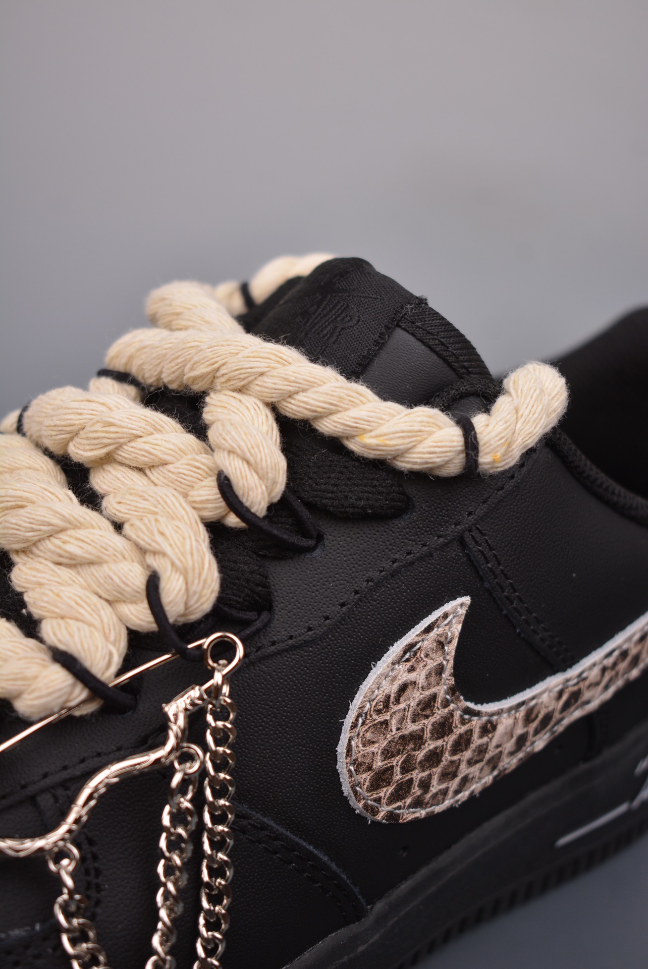 Nike Air Force 1 Low Deconstructed Hemp Rope Black Warrior Snake Pattern CW2288-001