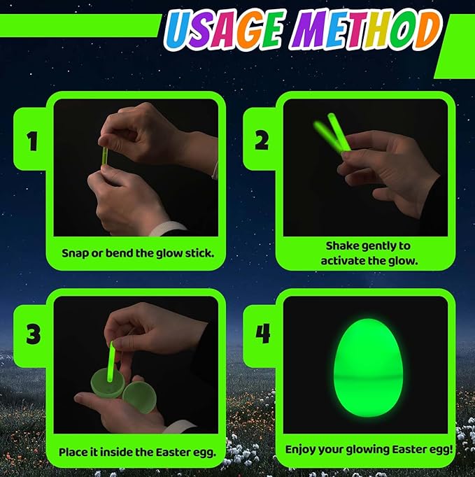 🔥Last Day 50% OFF🔥Eggs with Mini Glow Sticks(Set OF 6 Colors/green,orange,pink,yellow,blue,purple)