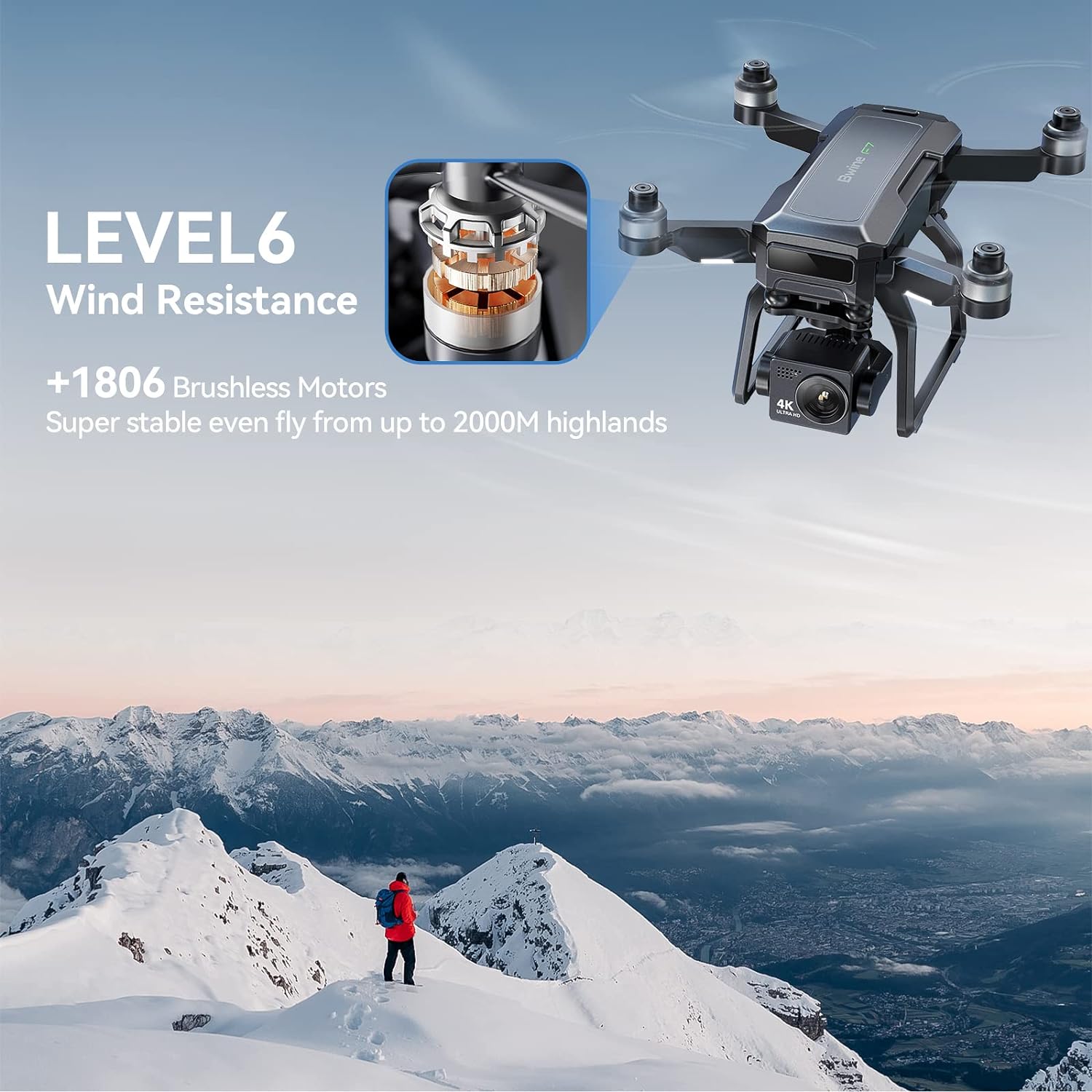 Bwine GPS Drones with Camera for Adults 4K Night Vision 3-Aix Gimbal 2Mile Long Range