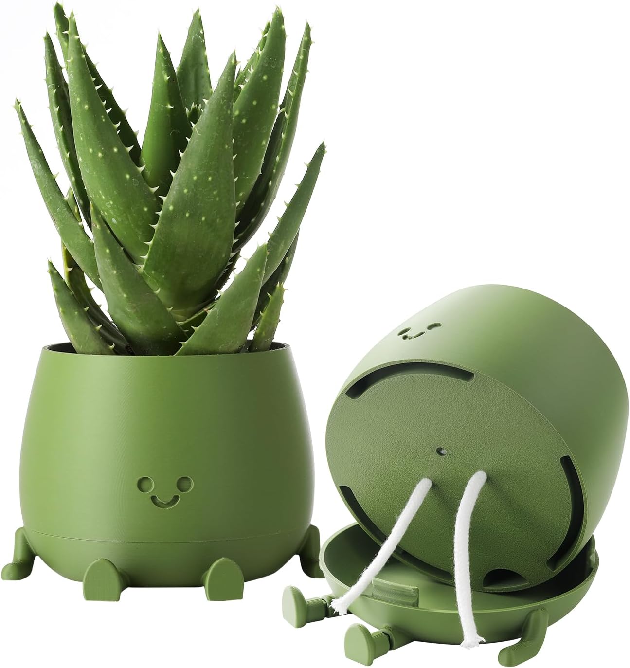 🔥ON SALE ALERT!🔥Happy Face Planter Self Watering Plant Pot with Drainage Holes