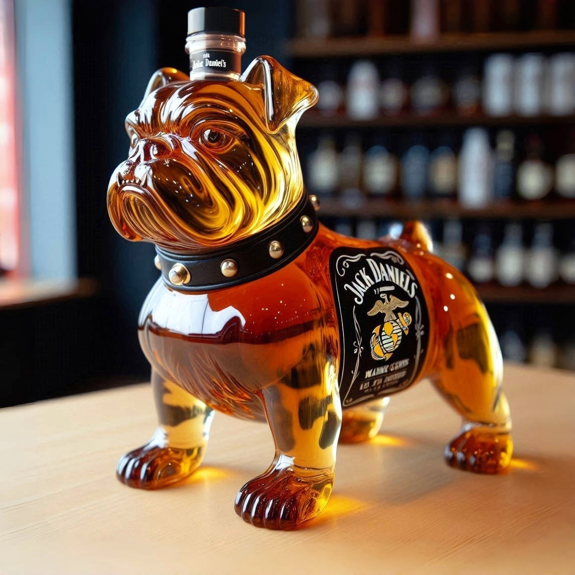 USMC 250th Anniversary Devil Dog Whiskey Bottle