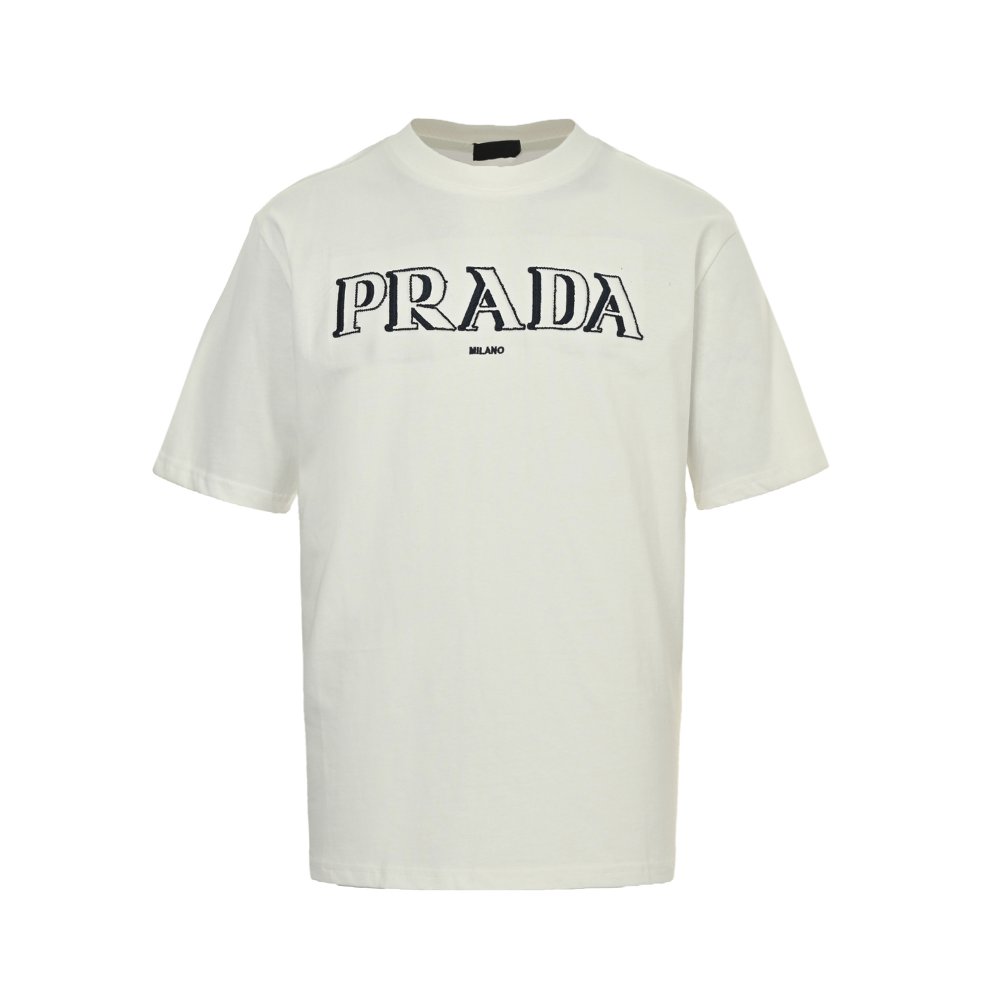 Prada 25ss shadow lettering embroidered short sleeve