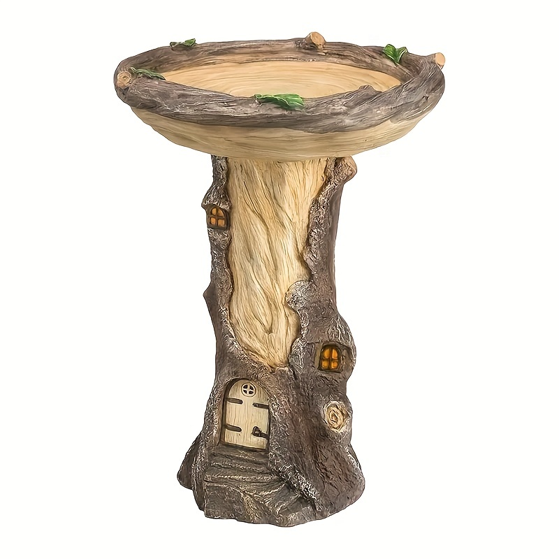 1pc Outdoor Tree House Shape Bird Bath, Basin With Brown Base Wild Bird Feeder, Garden Resin Bird Feeder For Outdoor Decor Garden Lawn Yard Decor