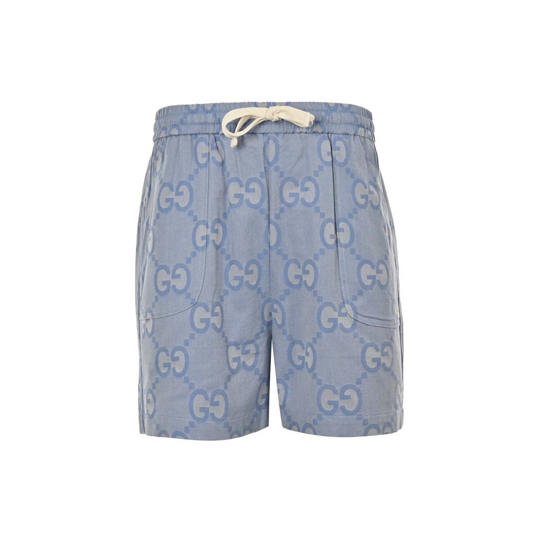 Gucci 24ss Haze Blue Full Print Double G Jacquard Suit Shorts